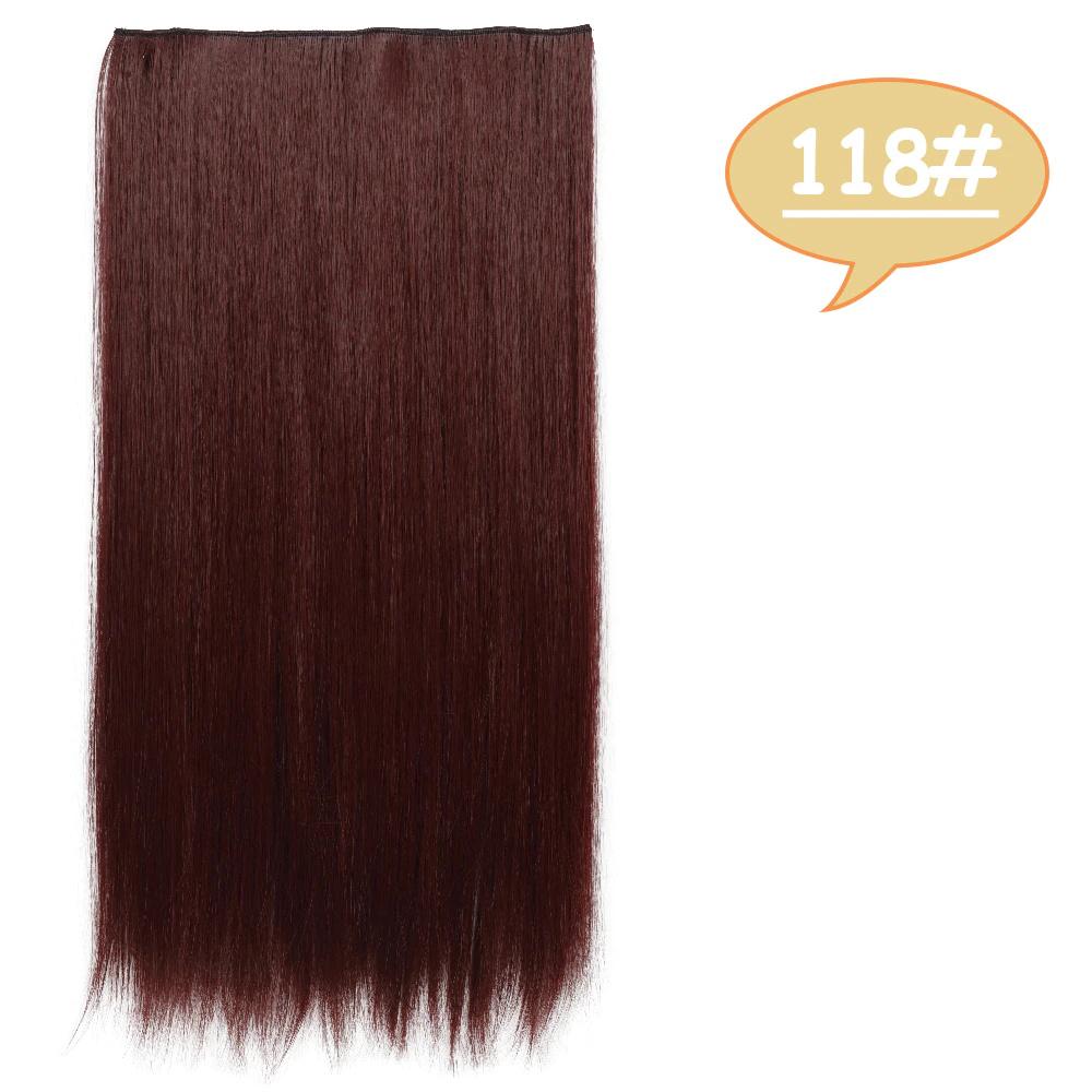 MISS WIG Lange bølgete frisyrer Syntetisk 5 Clip In Hair Extension 22 Tommer/32 Tommer Varmebestandige hårstykker Brun Svart