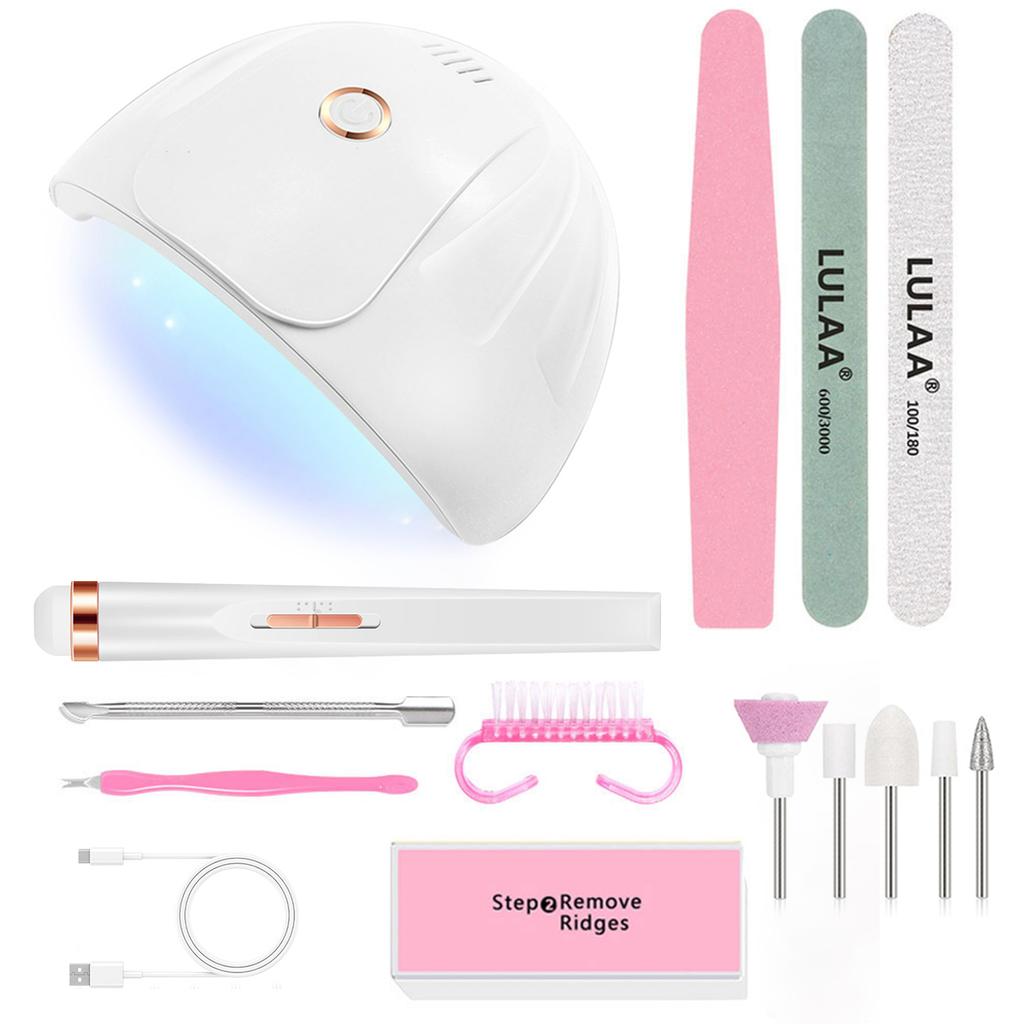 Electric Nail Polishing Machine Set Manicure Set With Light Portable With Battery Electric Manicure Art Tools For Gel Remover