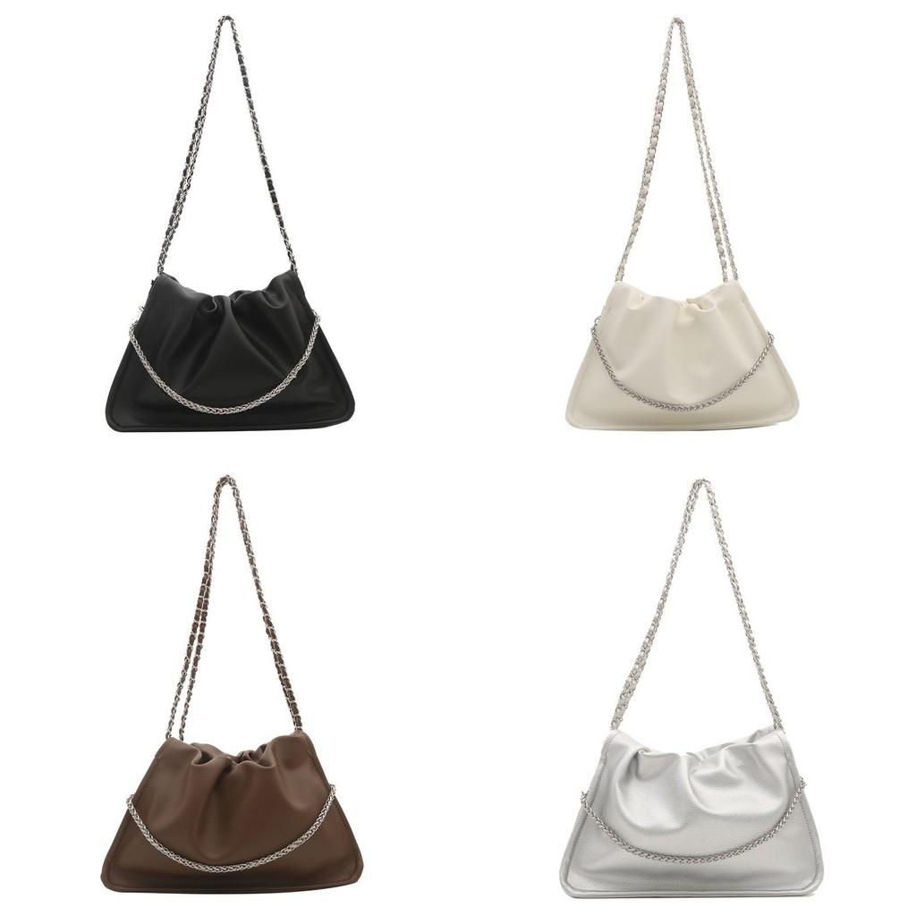 Stylish Cloud Bag For Women In Black White Brown And Silver With Soft Pu Material