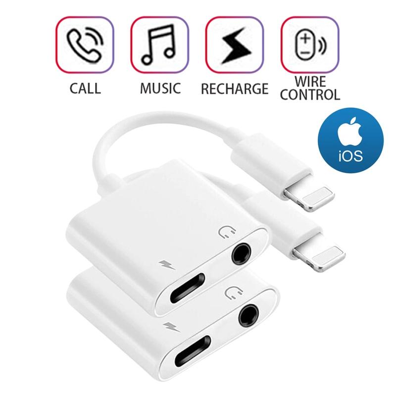 Iphone Headphone Adapter Charger 2 In 1 High-quality Tpe Wire Lightweight And Portable