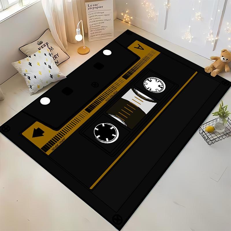 Retro Cassette Tape Printed Carpet for Living Room Decoration  Suitable for use as an anti-slip for living room bedroom sofas