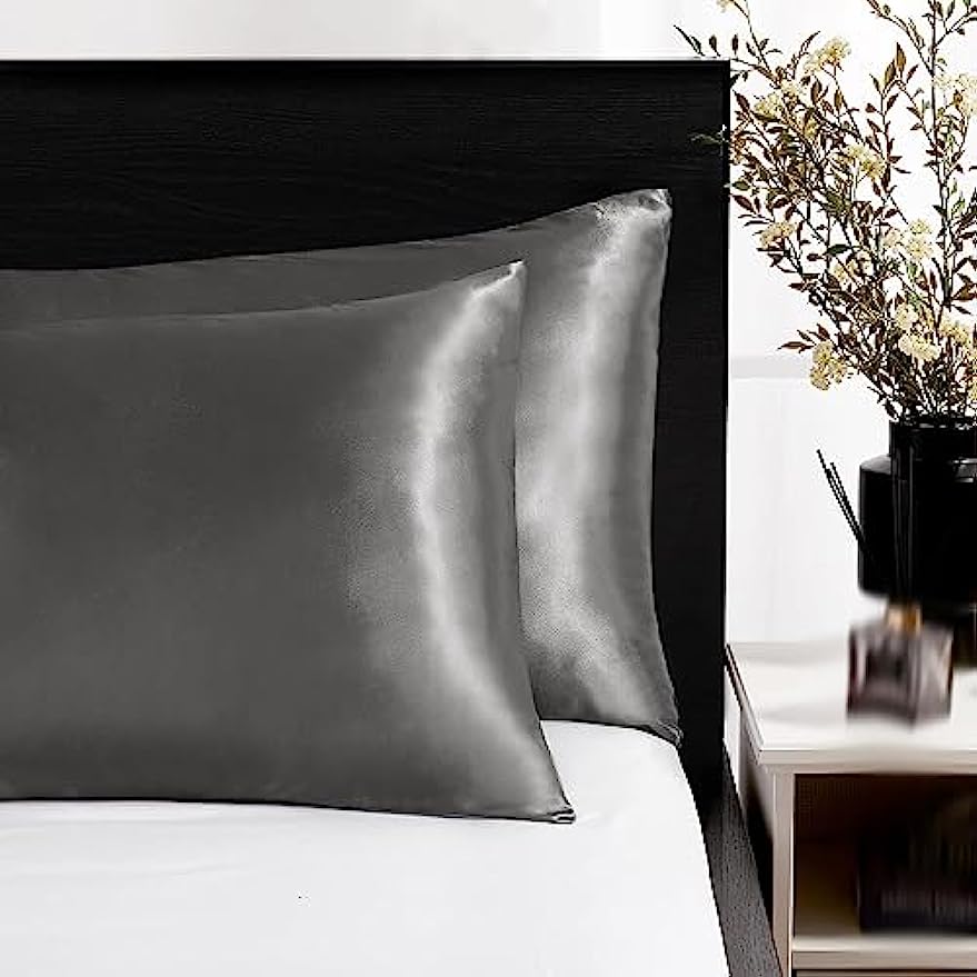 2pcs Satin Silk Pillowcase for Hair and Skin, Coral Pillow Cases Standard Size Set of Super Soft Pillow Case