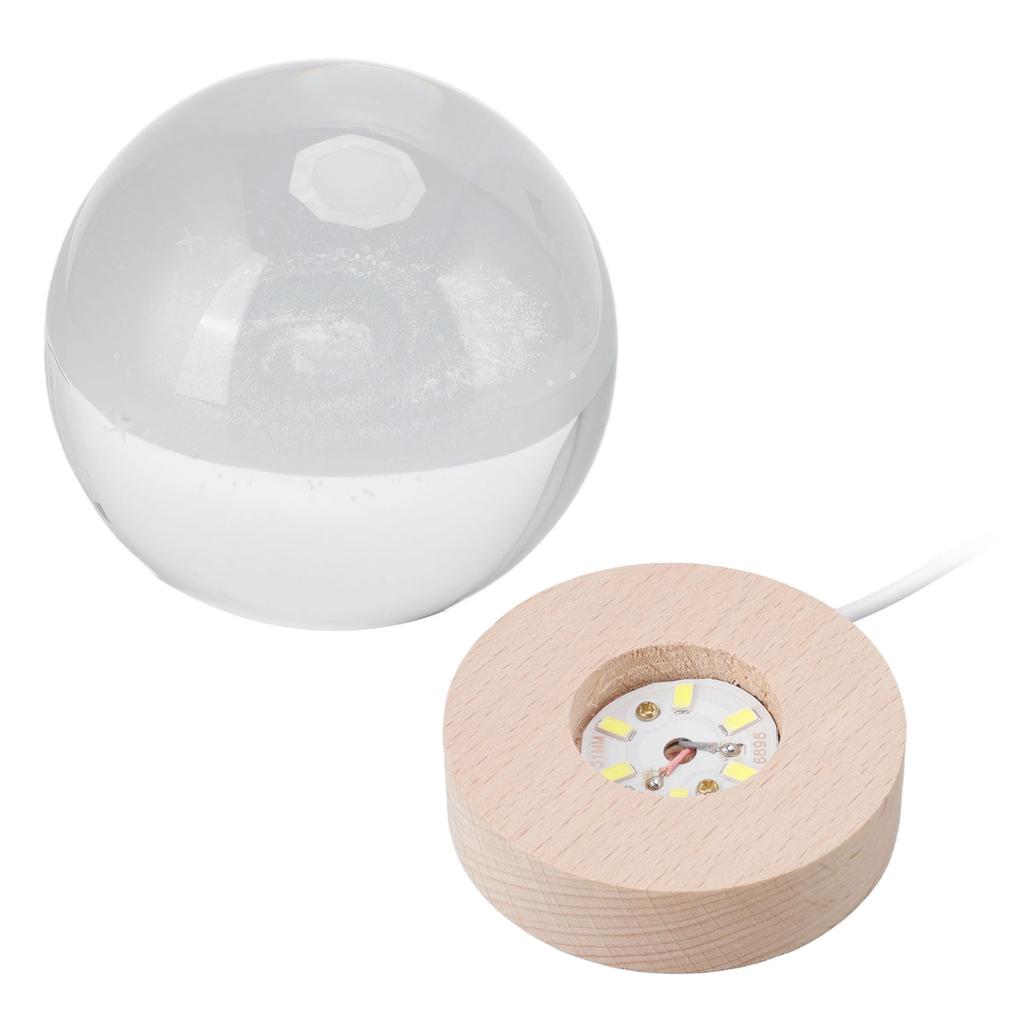 Kristallkugel Nachtlicht Kabelgebundener Knopfschalter Rund 3D Dekorative Kristallkugel mit Sockel für Zuhause Galaktisches System Warm