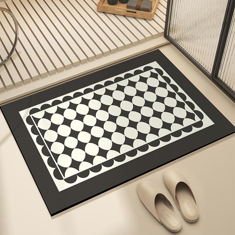 Retro Light Luxury Bathroom Quick Drying Pad Shower Room Water Absorption and Dirt-resistant Foot Pad Household Wear-resistant Floor Mat