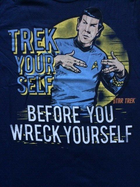 Trek Yourself Before You Wreck Yourself Star Trek Spock Blue T-shirt Official  Unisex T-Shirt M