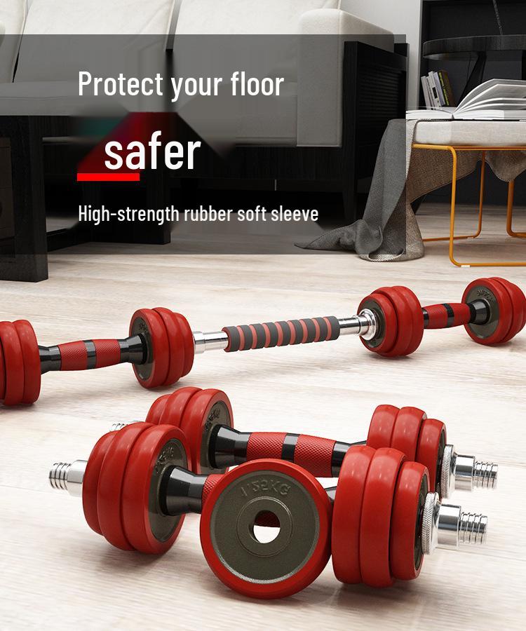 Adjustable Pure Iron Dumbbell Set – 10/20/30 KG Men's Fitness Equipment with Detachable Handheld Design
