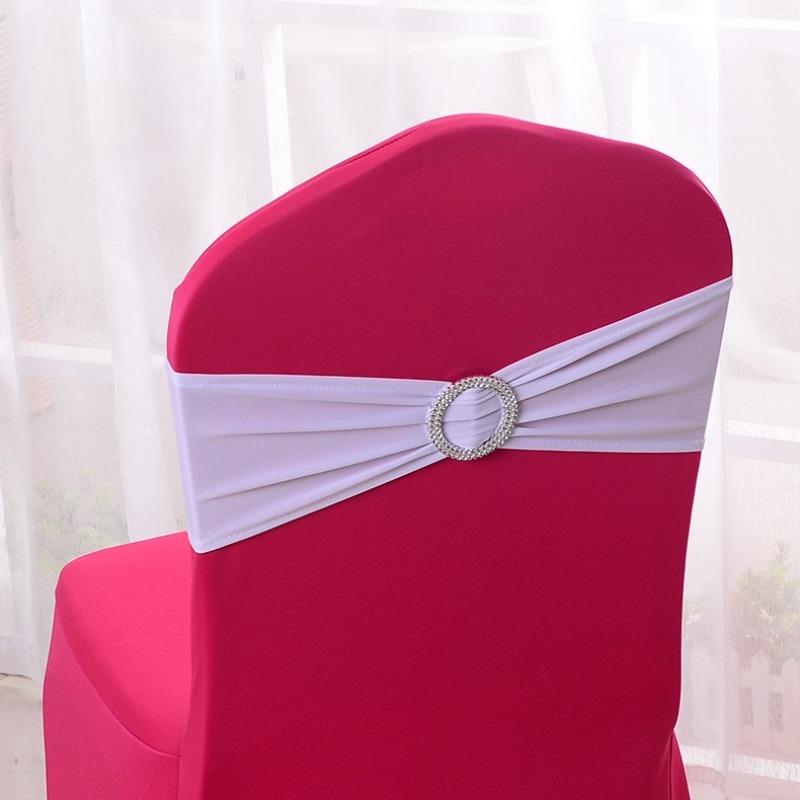 Wedding Decoration Birthday Party Chair Cover Elastic Hoop Bow Tie Elastic Fabric with Circular Buckle Suitable for All Banquet Chairs in The Hotel