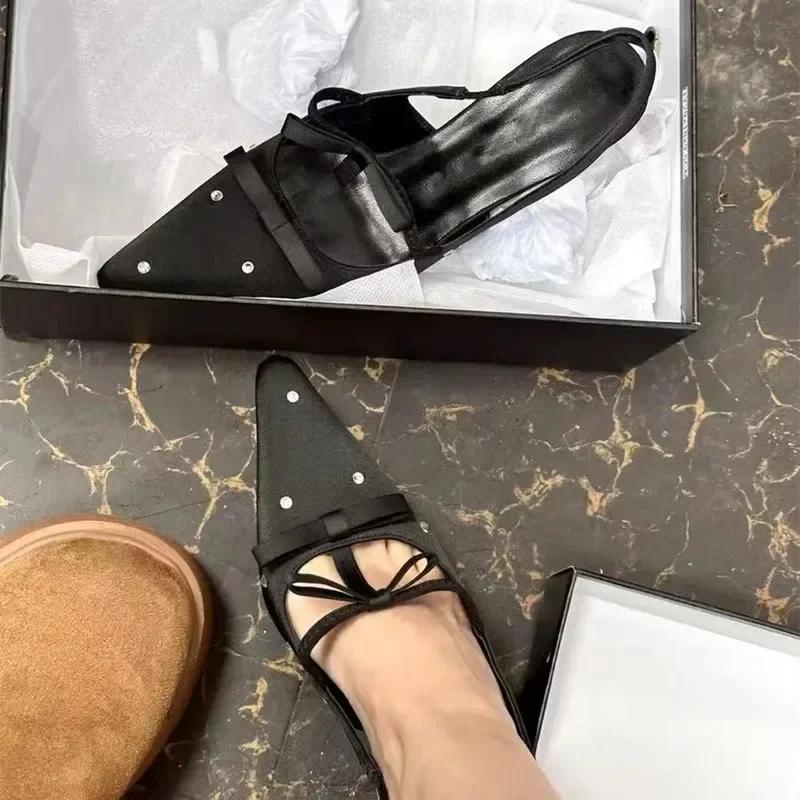 Fashion Elegant Purple Satin Butterfly-knot Pumps Women Luxury Rhinestone Embellished Brand Designer Shoes Fashion Party Dress Shoes