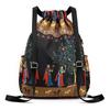 Leichte Bündeltasche im ethnischen Stil, Umhängetasche, wasserdichter Rucksack aus Nylon und Oxford-Gewebe mit Kordelzug, Hunderte bedruckte Reisetaschen, Flut