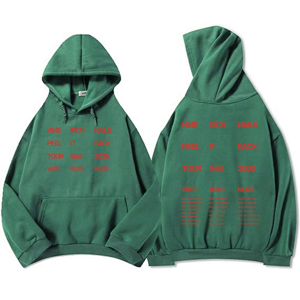 Nine Inch Nails Peel It Back 2026 Tour Hoodies NIN Rock Band Graphic Print Sweatshirts Long Sleeve Winter Hooded Pullovers
