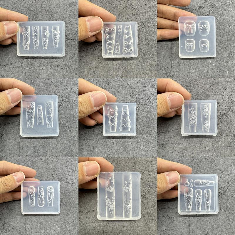 Transparente Silikon Nagelkunstform Exquisite Handgefertigte Schmetterlingsschleife Blume 3D Nagelkunstzubehör DIY Kreative Nagelkunstform Geschenk