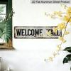 2D FLAT, 15.7×3.94inch Retro "Welcome" Aluminum Sign-old Country Style Wall Decoration, Suitable for Families, Bars, Cafes, Offices and Seasonal