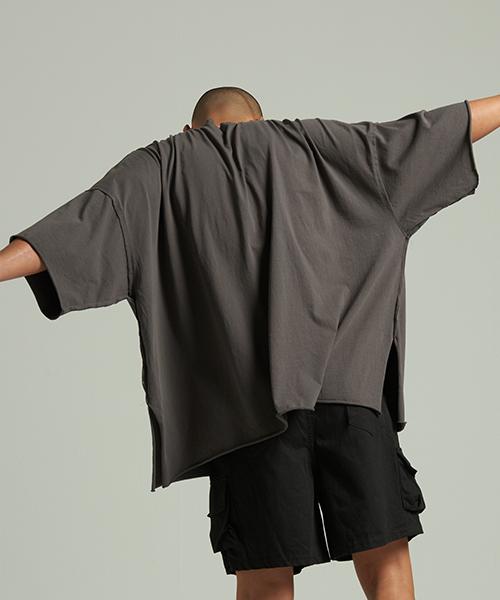 Tener Oversized Slit Short Sleeve T-Shirt Charcoal F