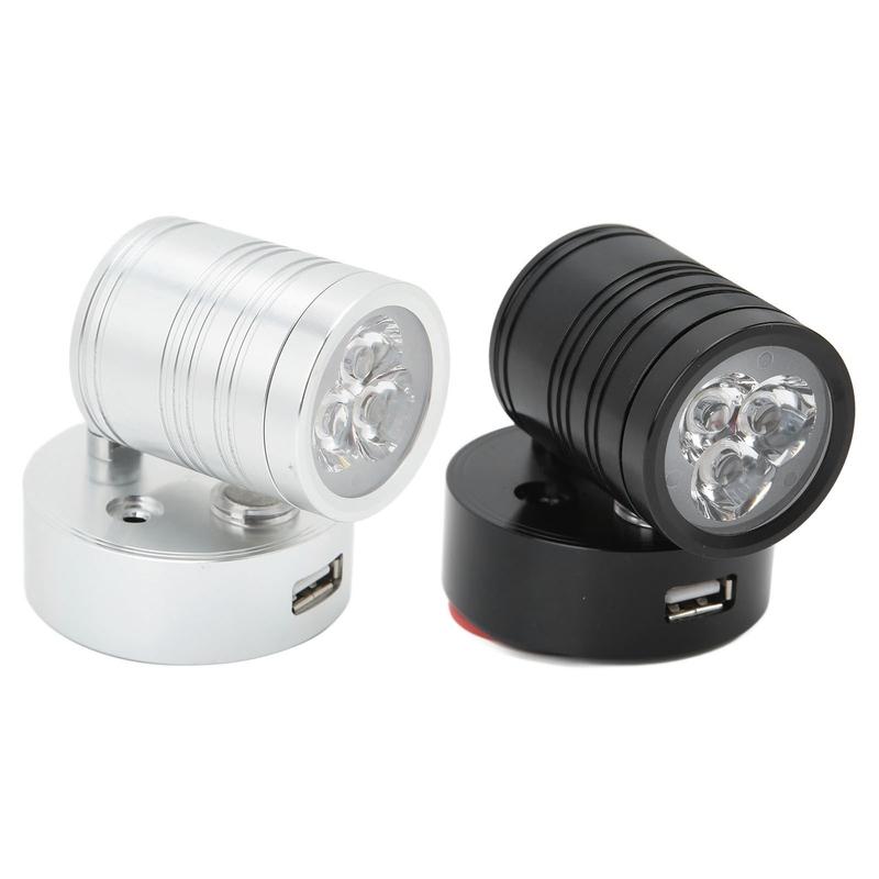 Interior Reading Spotlight LED RV Reading Light Adjustable Chrome Aluminum Alloy 90° Rotatable 10‑30V 3W for Campers