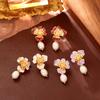 Elegant Freshwater Pearl & Floral Drop Earrings - Luxury Fashion Jewelry