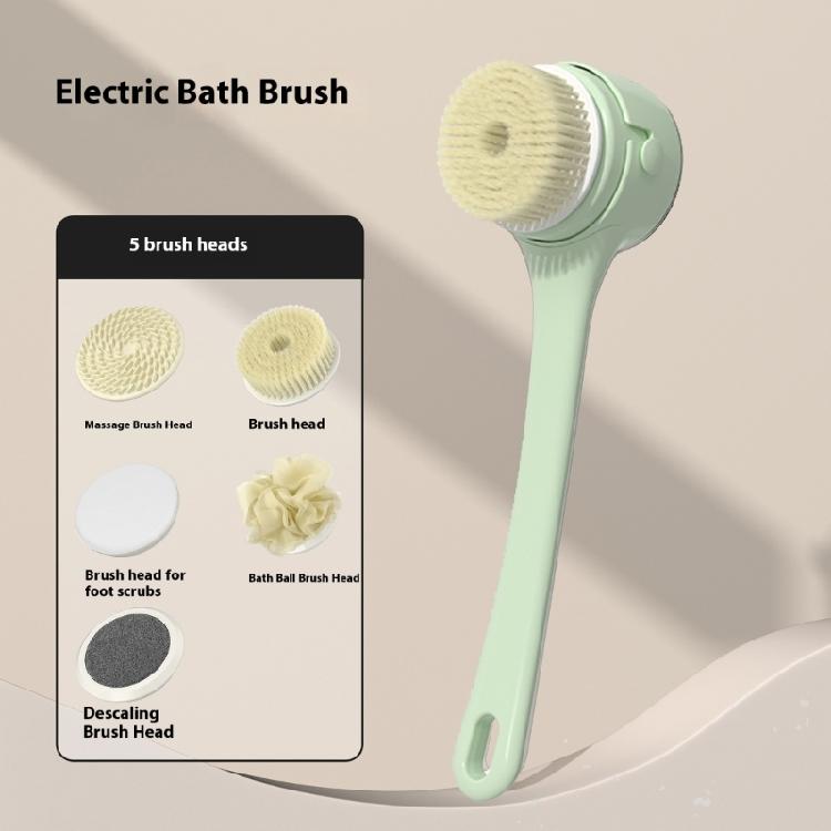 Body Scrubber 5MultiUse Brush Head IPX7 Waterproof Rechargeable Long Handle For Deep Pore Cleansing Relaxing Tool