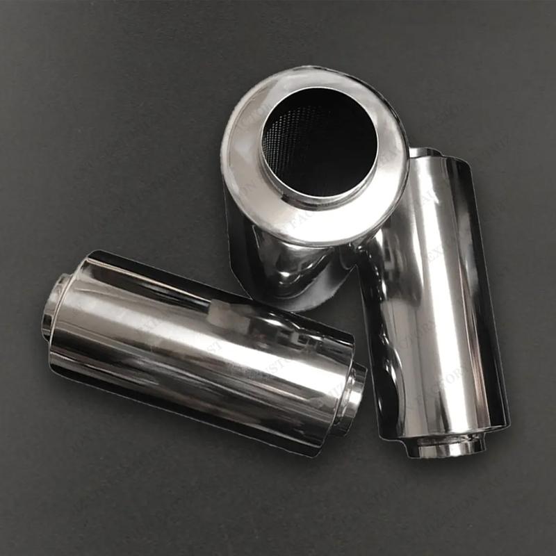 Performance Exhaust Resonator 63mm Inlet Outlet Muffler 304 Stainless Steel Spiral Surface Exhaust System DIY Car Accessories