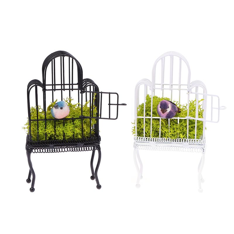 1:12 Puppenhaus Mini Eisen Kunst Vogelkäfig Modell Puppenhaus Miniatur Vogelhaus Garten Dekor Spielzeug Puppe Micro Szene Bau Requisiten