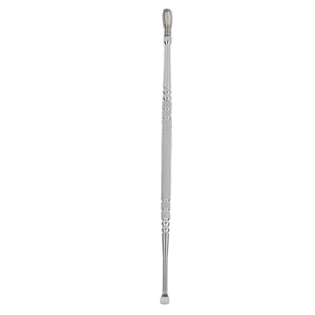Ear Spoon Double Head Stainless Steel Ergonomic Design Relieve Itching Glossy Rounded Spiral Spring Ear Pick
