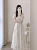 French square collar sweet gentle wind dress women's summer women's clothing waist thin ruffle edge long fairy skirt