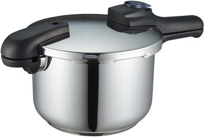 Panela de Pressão Rápida Pearl Metal IH para Receitas, Aço Inoxidável, 5,5L, Compatível, Fundo de Camada Tripla, Comutável, Incluído, Eco, H-5042 Aço,