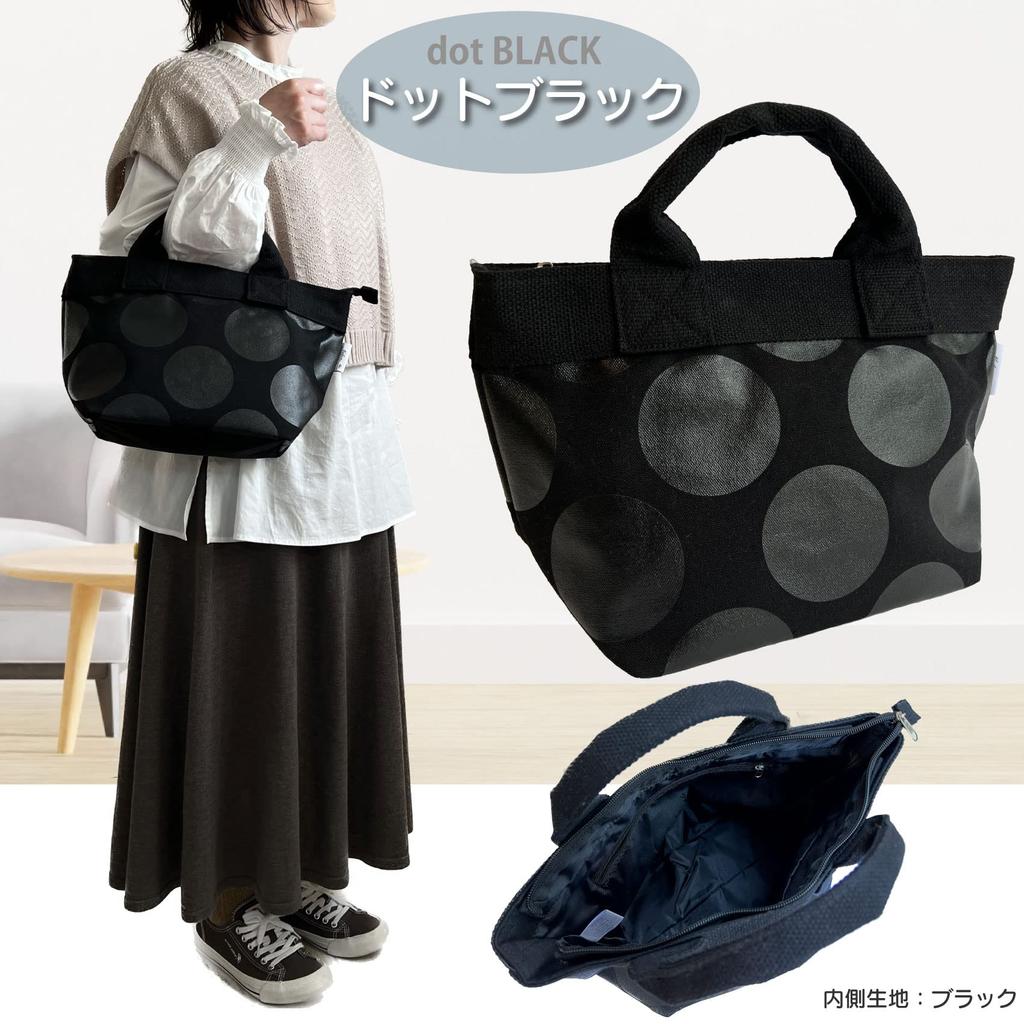 Noah Women's Tote Bag with Zipper (Polka Dot Black)