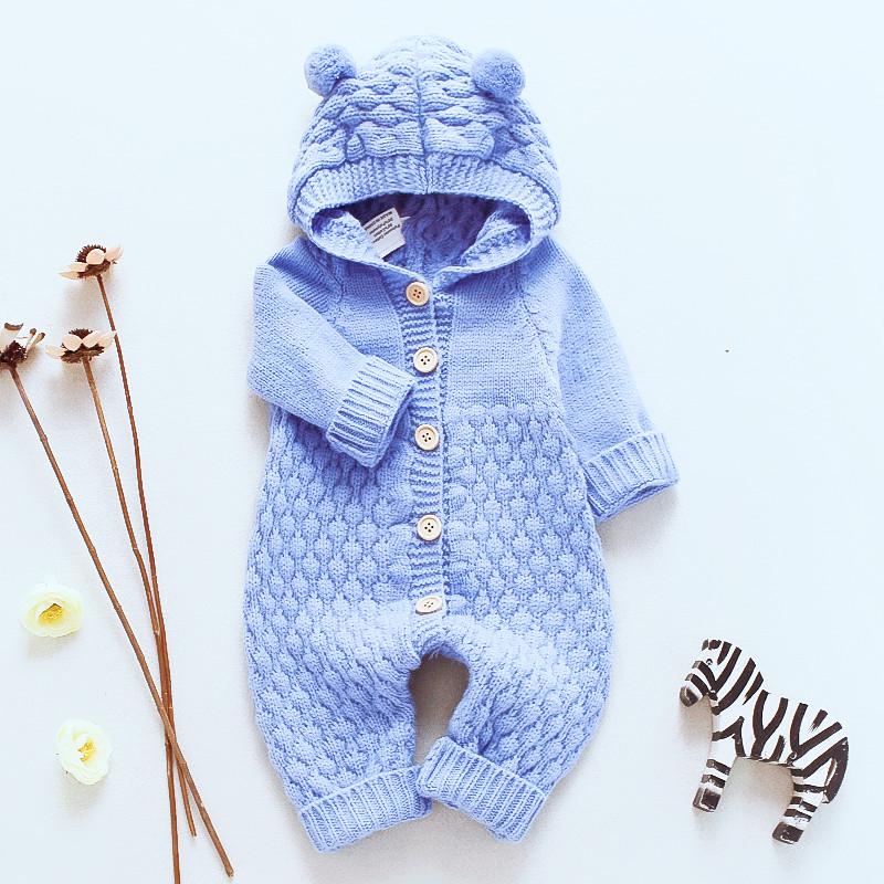 Newborn Knitted Wool Romper - Cute & Warm Baby Sweater for Boys & Girls (Autumn/Spring)