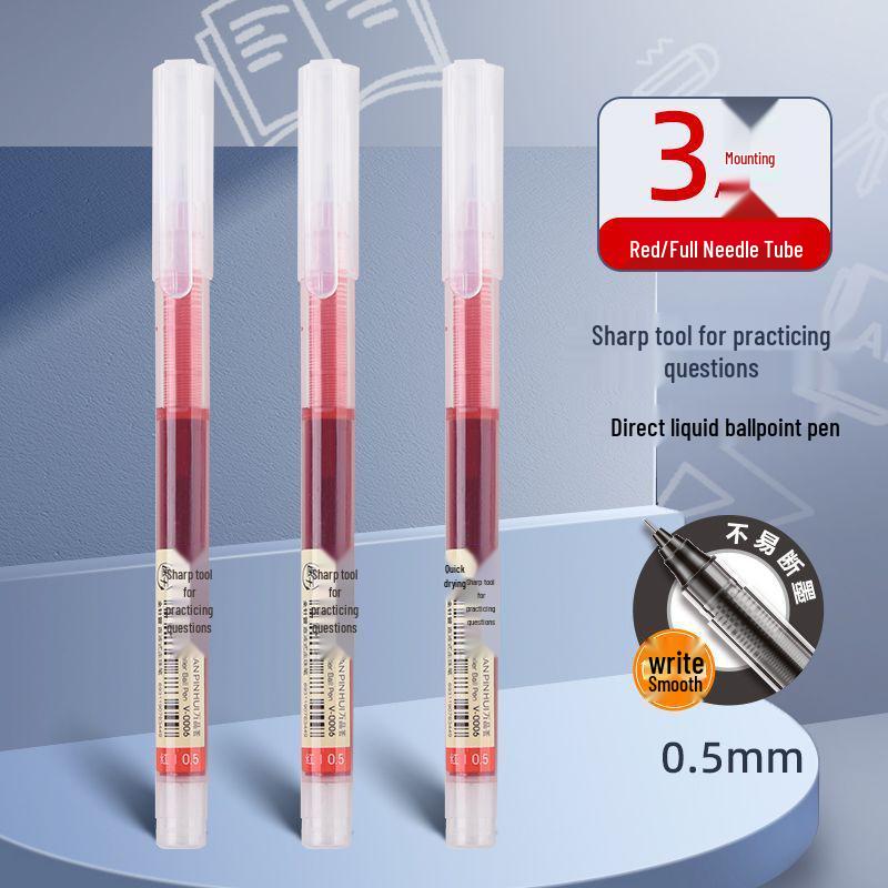 

V-0006 Black-Red Large Capacity 0.5mm Rollerball Pen for Students 0.5mm
