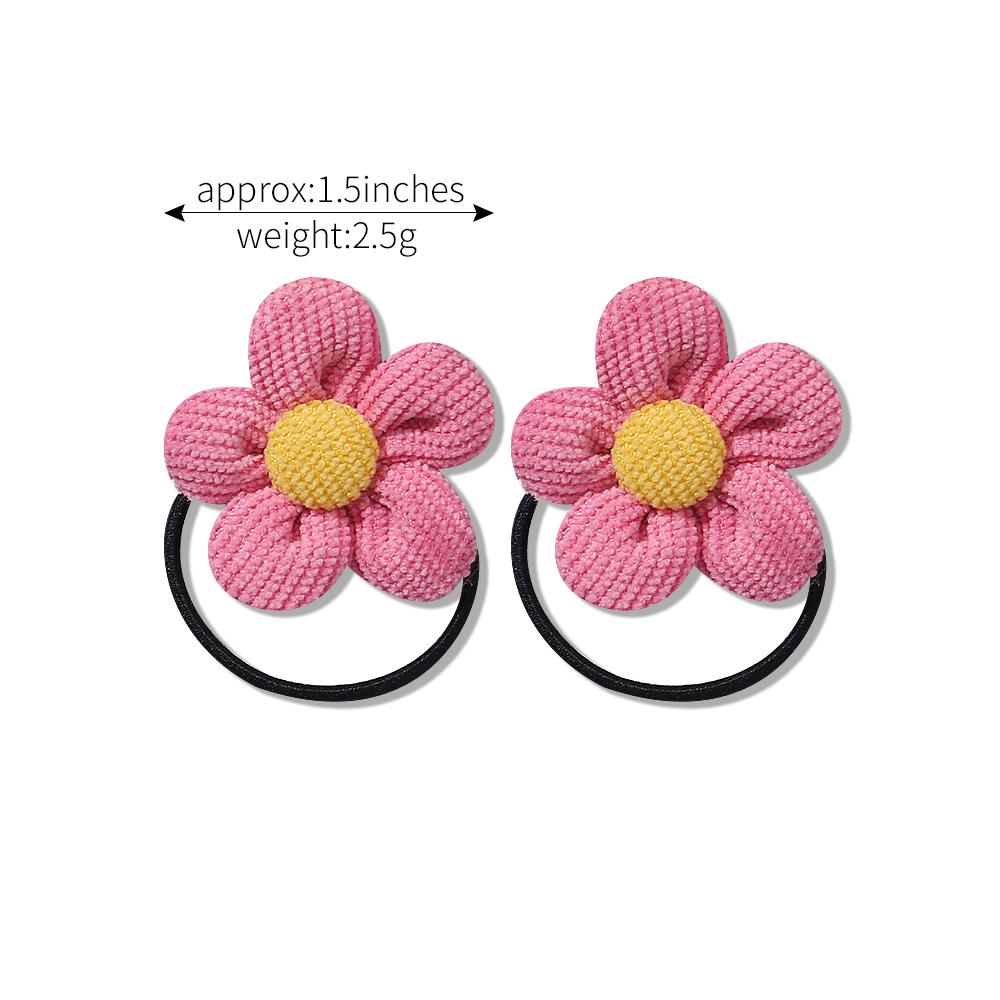 12Pcs/bag Girls Elastic Flower Hair Bands Sweet Hair Ties Children Ponytail Holder Rubber Band Headband Kids Hair Accessories