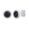 Xiaomi Vnox Black Crystal Round Circle Earrings for Men, Full Blue CZ Stone Ring Stud Earrings, Gothic Simple Piercing Ear Jewelry