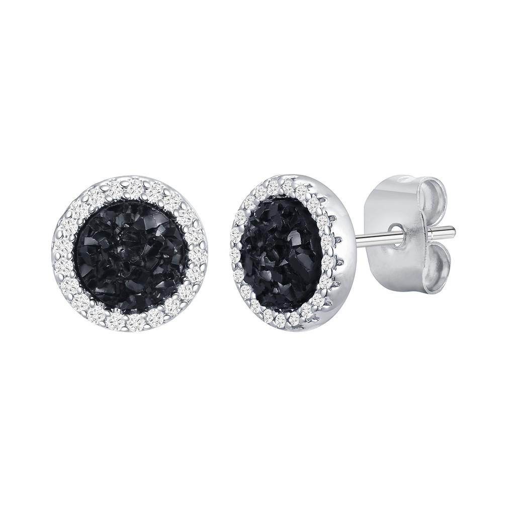Xiaomi Vnox Black Crystal Round Circle Earrings for Men, Full Blue CZ Stone Ring Stud Earrings, Gothic Simple Piercing Ear Jewelry