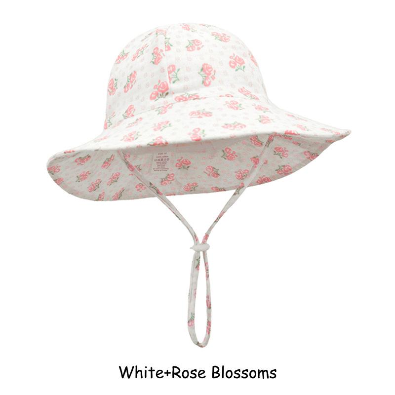 Adjustable Cotton Baby Fisherman Hat Sun Protection Breathable Cartoon Fruit Floral Print for 1-3 Years