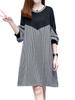 BaiFuFen Long Round Plus Check Loose Gentle On the and Noble Women's Dress, Autumn/Winter, Sleeve, Neck, Sizes, Pattern, Fit, Mid-Length, Flattering,