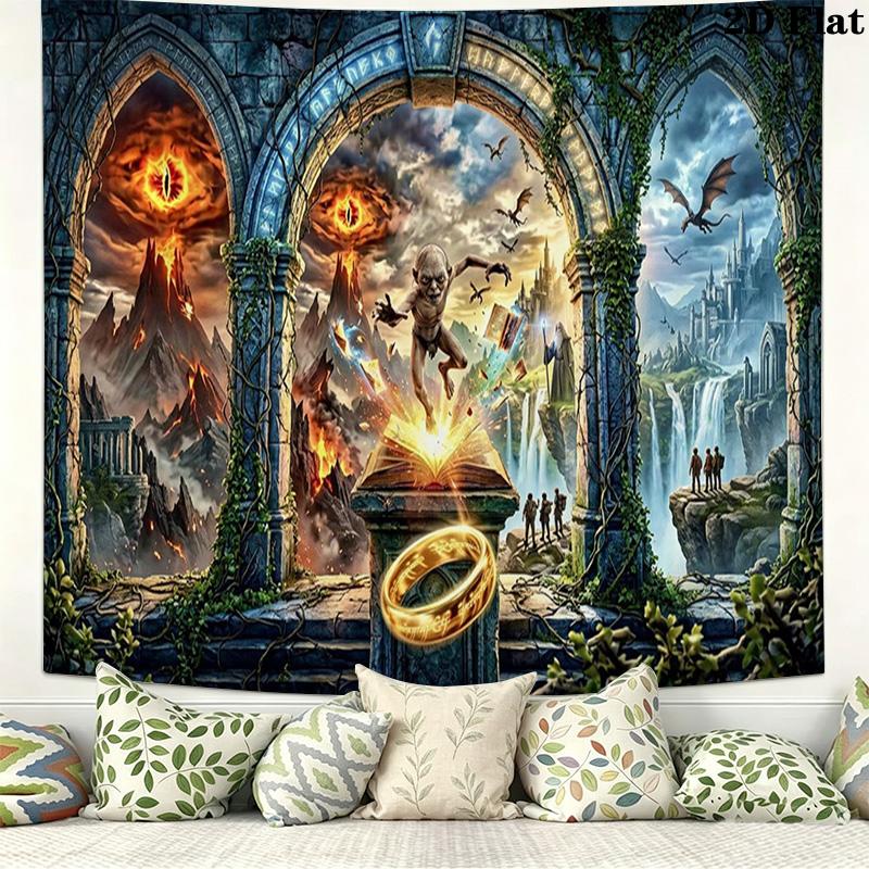 Lord Rings Wall Tapestry Aesthetic Wall Hanging Printed Fabric Blanket Decorative Tapestries for Bedroom Living Room Home Decor