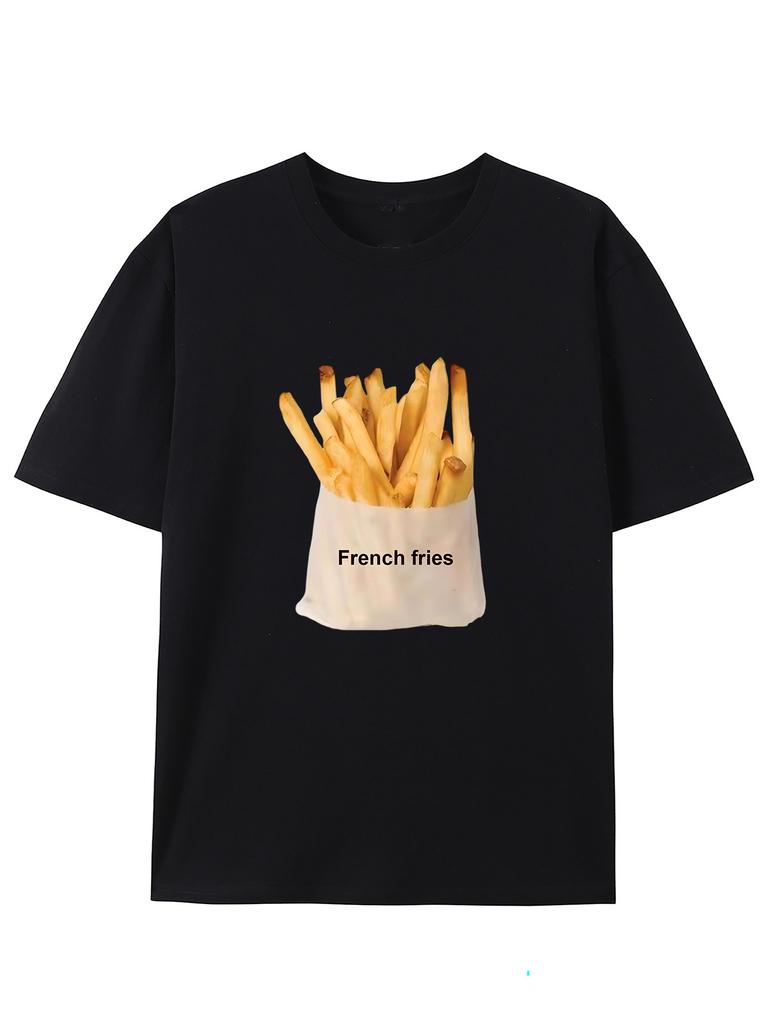 Novelty Vintage French Fries Gothic Y2k Grunge Harajuku Summer Streetwear Unisexs Unisex T Shirt Tee Casual Oversize ONeck Top