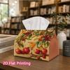 1pc, 2D Flat Printing, Tissue Box Fruit And Wine Still Life Painting Patterns Printed Tissue Box, Durable Decorative Storage Box for Kitchen And Livin