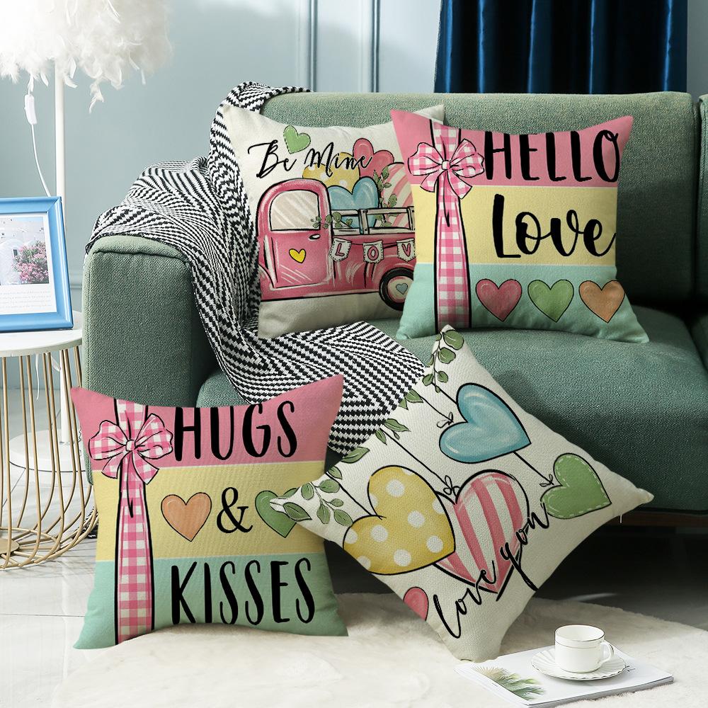 New Valentine's Day Pillow Love Cushion Home Cartoon Print Pillow Case Sofa Bedside Cushion