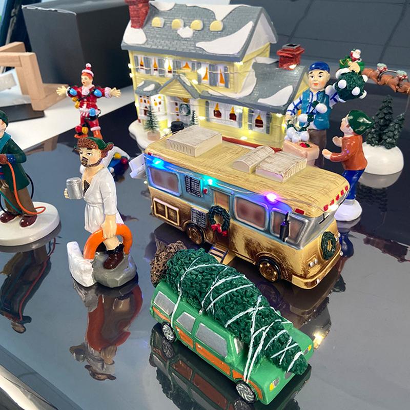 Weihnachtsdorf-Ornament, Weihnachtsferiendorf, Schneedorf für Weihnachtsdekorationen, Griswold-Stil, Haus, Weihnachtsschmuck