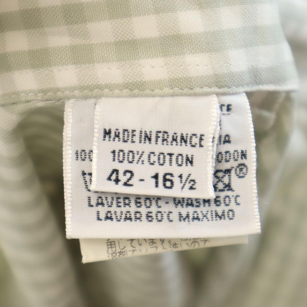 Hermes Hergestellt in Frankreich Altes Karomuster Langarm Button-down-Hemd 42 Herren Gebraucht