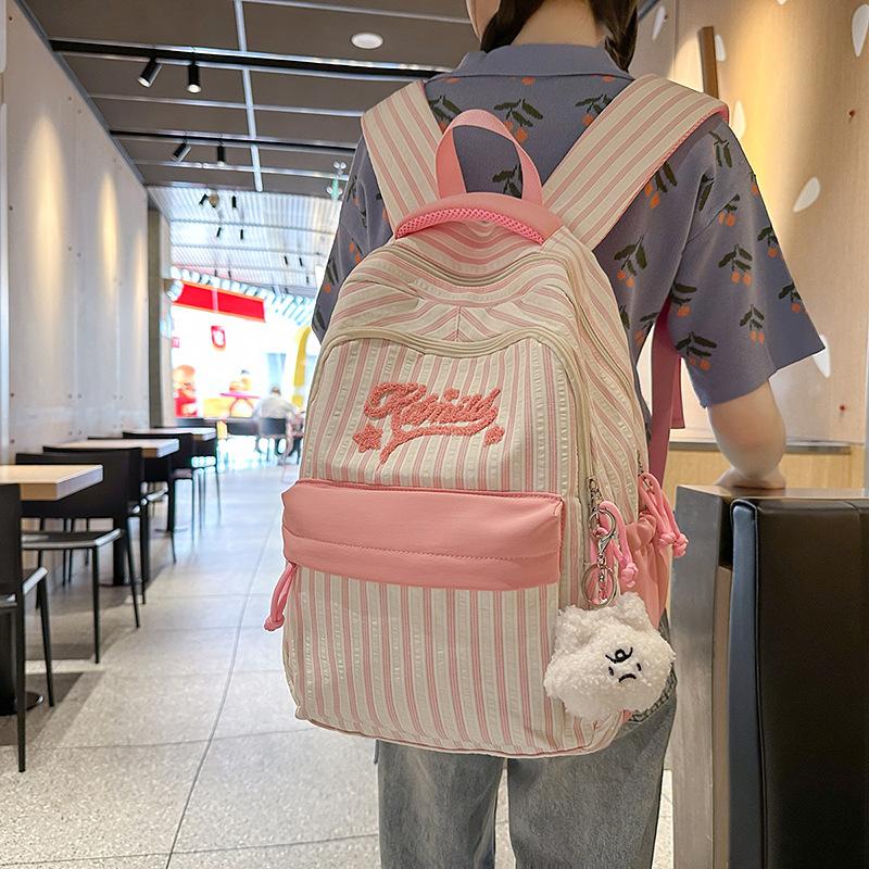 Gestreifter Rucksack für Gymnasiasten mit hoher Kapazität