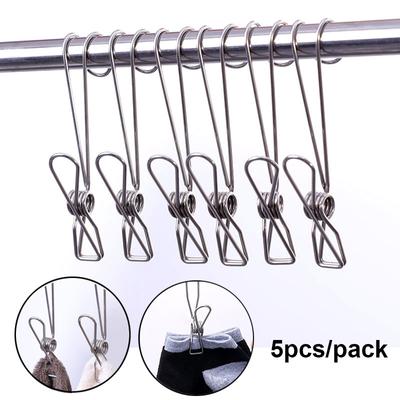 5pcs Multipurpose Stainless Steel Pegs Clothes Pins Pegs Holder Kitchen Bathroom Towel Clothing Clip Socks Organizer Hooks Clips