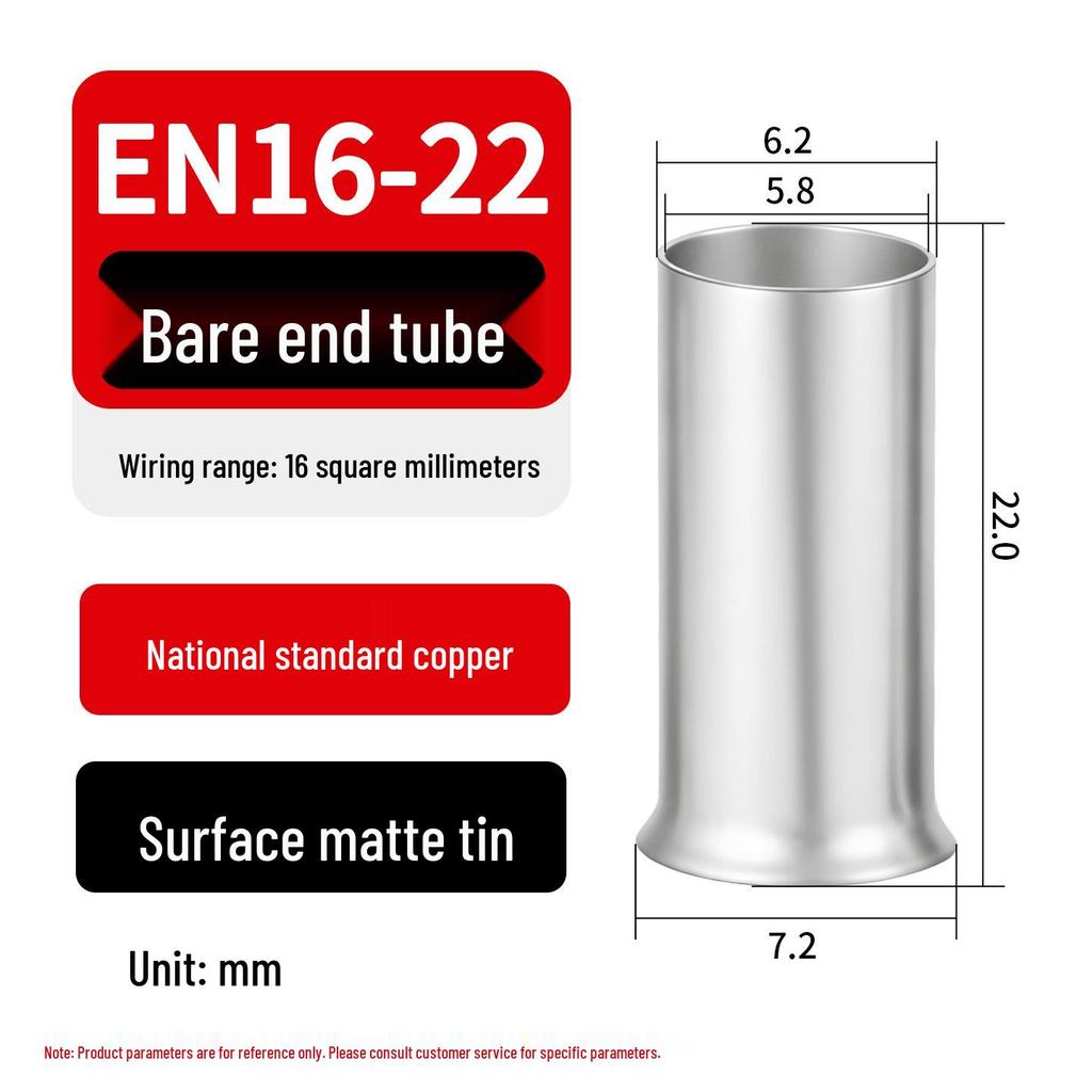 EN Tubular Bare End Cold Crimp Terminal - Purple Copper Pin Type Connector Lug