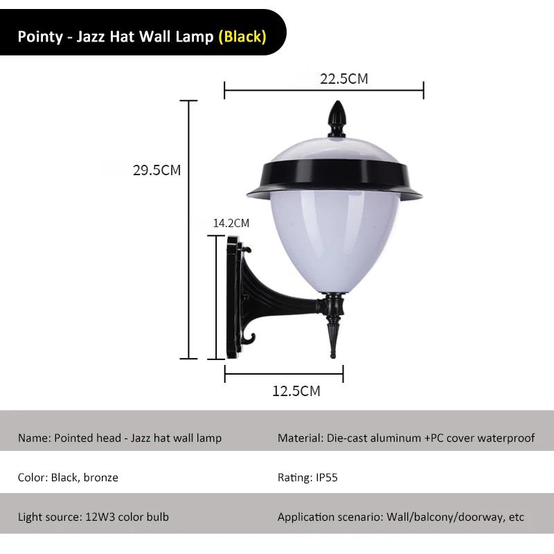 

Ретро светодиодный уличный настенный светильник, водонепроницаемый утюг для внутреннего двора, настенный светильник для гостиной, спальни, балкона, осветительные установки tricolor dimming чёрный