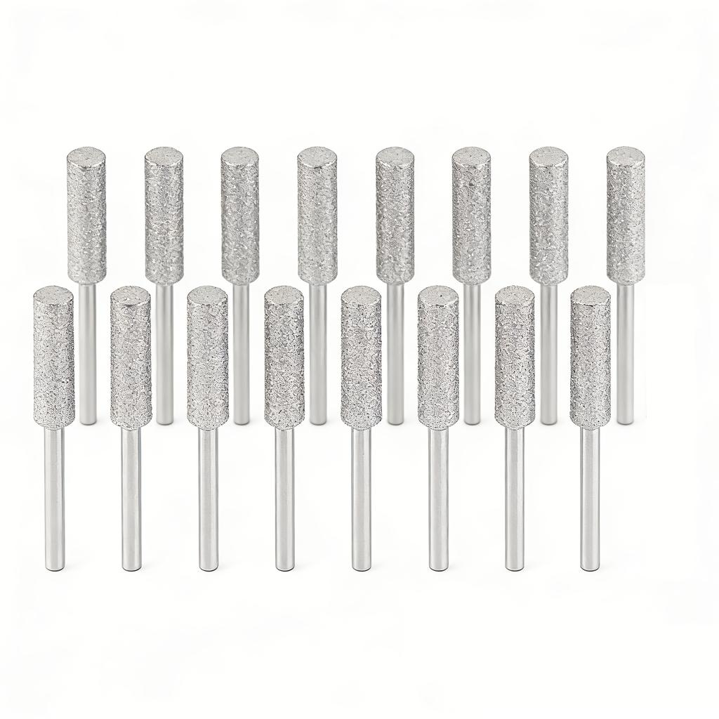 16pcs Diamond Chainsaw Sharpener Set, Titanium Coated Corundum Grinding Bits for Chain Saw, Artificial Jade, Glass, Metal, Wood Sharpening-Uncharged