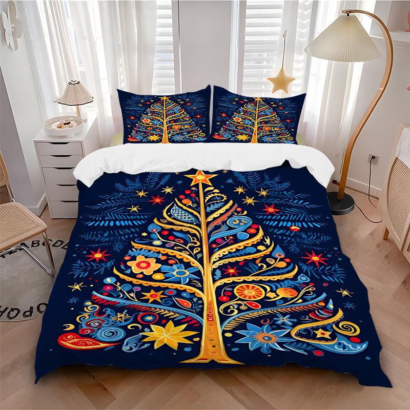 

3pcs Christmas Tree Bedding Set, Includes 1 Comforter + 2 Pillowcases, Without Pillow Inserts, Soft Comfortable, Lightweight Breathable061 135x200cm