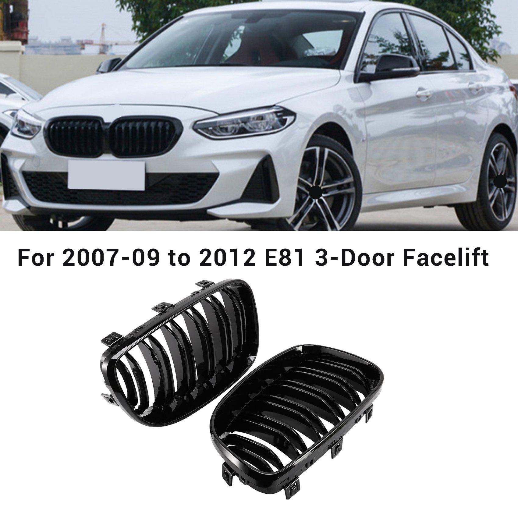 Authentic Glossy Black Dual Slats Front Kidney Grille Grill Replacement For BMW E81 E87 E82 E88 120I 128I 130I 135I Selected 200 Bright black