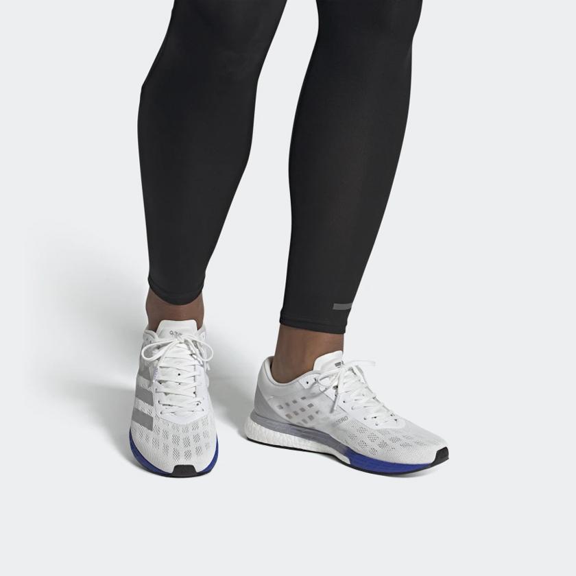 adidas Adizero Boston 9 Silver Metallic Royal Blue Men Sneakers White Footwear-White EG4672