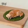 Kreatives Geschenk für Autoliebhaber 2 Stück Schlafender Harzhund Figur, Niedliche Welpen Armaturenbrett Dekoration Exquisite Tier Skulptur Frauen, Mini Beruhigende Statue Schreibtisch,