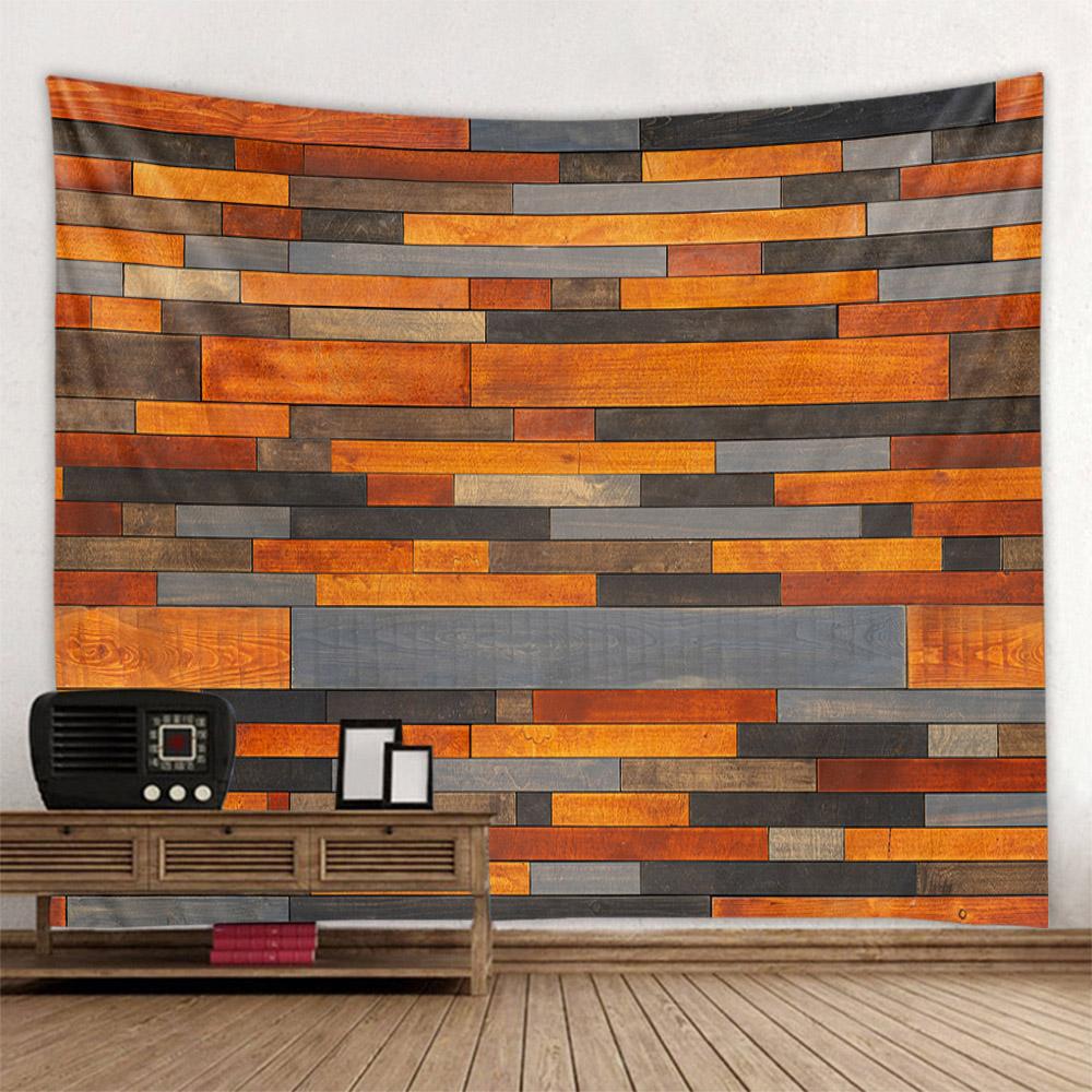 Vintage Stone Wall Tapestry Colorful Wooden Board 3D Brick Wall Art Decoration Wall Hanging Bedroom Living Room Home Decoration