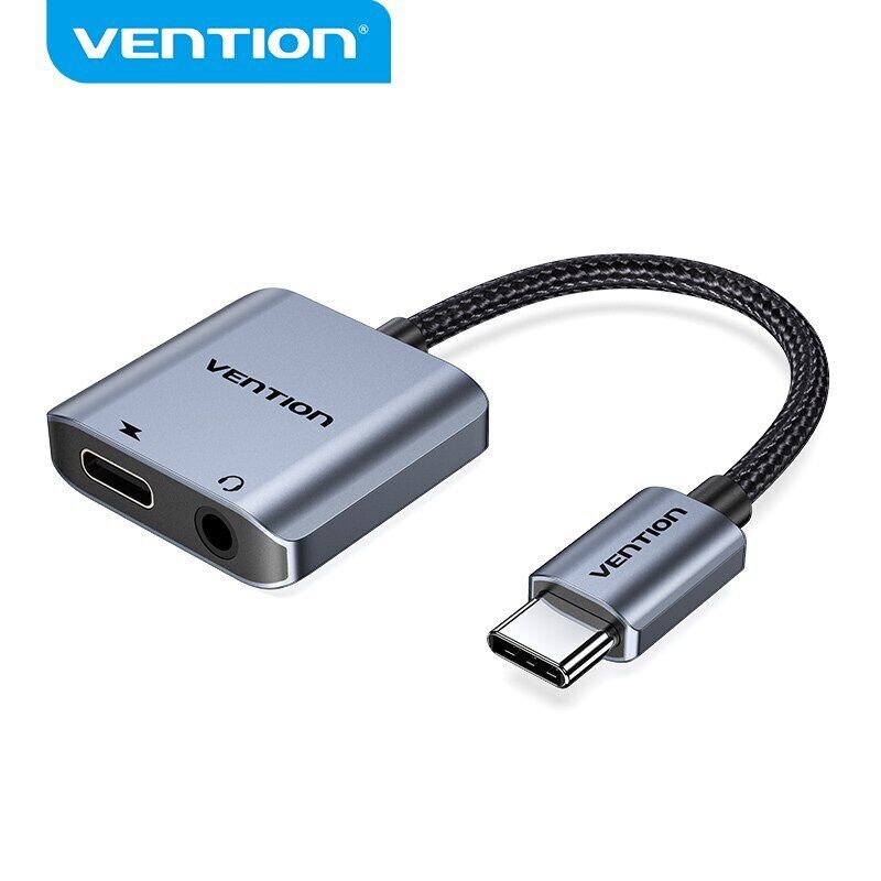 

Конвертер цифрового аудиосигнала Vention с хлопковой оплеткой типа «папа» USB-C на разъем 3,5 мм «мама»